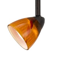 Benjara Glass Shade Track Light Head With Metal Frame, Yellow And Dark Bronze