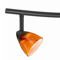 Benjara 3 Light 120V Metal Track Light Fixture With Glass Shade, Black And Orange