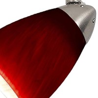 Benjara Hand Blown Glass Shade Track Light Head With Metal Frame, Red And Silver