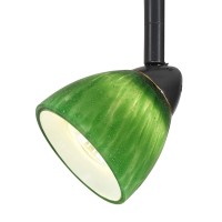 Benjara Hand Blown Glass Shade Track Light Head With Metal Frame, Green And Bronze