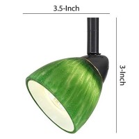 Benjara Hand Blown Glass Shade Track Light Head With Metal Frame, Green And Bronze