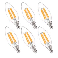 Flsnt 75W Equivalent Led E12 Candelabra Bulbs, Dimmable 800Lm 6W Led Chandelier Bulbs, 90+ High Cri, 5000K Daylight, 6 Pack