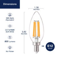 Flsnt 75W Equivalent Led E12 Candelabra Bulbs, Dimmable 800Lm 6W Led Chandelier Bulbs, 90+ High Cri, 5000K Daylight, 6 Pack