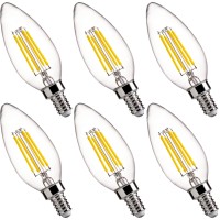 Flsnt 5000K Daylight B10 Dimmable 4W Led E12 Candelabra Bulbs, 40W Equivalent Led Chandelier Candle Bulbs, Clear Glass Finishing, 6 Pack