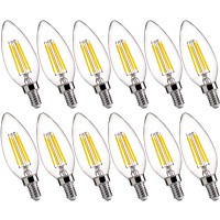 Flsnt 5000K Daylight B10 Dimmable Led E12 Candelabra Bulbs, 40W Equivalent Led Chandelier Light Bulbs, 450Lm, Clear Glass Finishing, 12 Pack