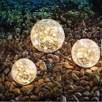 Bannad Garden Solar Lights, Cracked Glass Ball Waterproof Warm White Led For Outdoor Decor Decorations Pathway Patio Yard Lawn, 1 Globe (4.7Inch)