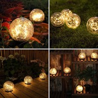 Bannad Garden Solar Lights, Cracked Glass Ball Waterproof Warm White Led For Outdoor Decor Decorations Pathway Patio Yard Lawn, 1 Globe (4.7Inch)