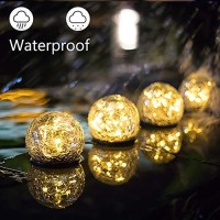 Bannad Garden Solar Lights, Cracked Glass Ball Waterproof Warm White Led For Outdoor Decor Decorations Pathway Patio Yard Lawn, 1 Globe (4.7Inch)