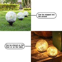 Bannad Garden Solar Lights, Cracked Glass Ball Waterproof Warm White Led For Outdoor Decor Decorations Pathway Patio Yard Lawn, 1 Globe (4.7Inch)