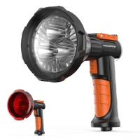 Goodsmann Spotlight Marine Spot Light 4000 Lumen Led Boat Navigation Lights 12 Volt Handheld Spotlight Rechargeable Searchlight With Detachable Red Lens, Wall And Car Charger