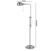 Benjara Adjustable Height Metal Pharmacy Lamp With Pull Chain Switch, Silver