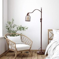 Lalia Home Decorative Vintage Arched 1 Light Floor Lamp With Iron Mesh Shade, Red Bronze