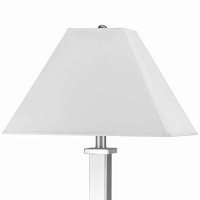 Benjara 60 X 2 Watt Metal Night Stand Lamp With Tapered Shade, White And Silver