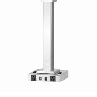 Benjara 60 X 2 Watt Metal Night Stand Lamp With Tapered Shade, White And Silver