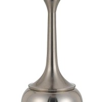 Benjara Elongated Bellied Shape Metal Accent Lamp With Drum Shade, Silver