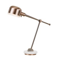 Perfect for a study desk or home office this elegant Desk Lamp lends contemporary appeal in your home Supported on a white round marble base it incorporates a round adjustable head The copper finish of the lamp imparts a rich look to the overall design