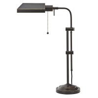 Benjara Metal Rectangular Desk Lamp With Adjustable Pole, Black