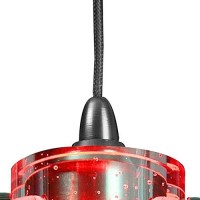 Benjara 1.2 Watt Led Hanging Ceiling Lamp With Cylindrical Glass Shade, Red