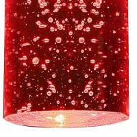 Benjara 1.2 Watt Led Hanging Ceiling Lamp With Cylindrical Glass Shade, Red