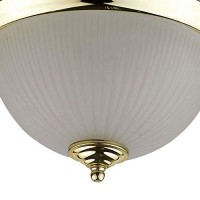 Benjara Metal Ceiling Lamp With Dome Shaped Shade And Finial Top, Clear And Gold