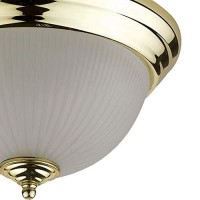 Benjara Metal Ceiling Lamp With Dome Shaped Shade And Finial Top, Clear And Gold