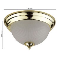 Benjara Metal Ceiling Lamp With Dome Shaped Shade And Finial Top, Clear And Gold