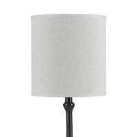 Benjara Elongated Bellied Shape Metal Accent Lamp With Drum Shade, Black