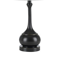 Benjara Elongated Bellied Shape Metal Accent Lamp With Drum Shade, Black