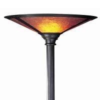 Benjara 3 Way Metal Body Torchiere Lamp With Conical Mica Shade, Bronze