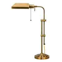 Benjara Metal Rectangular Desk Lamp With Adjustable Pole, Gold