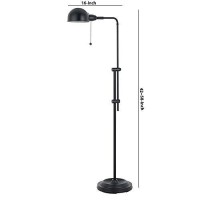 Benjara Adjustable Height Metal Pharmacy Lamp With Pull Chain Switch, Black