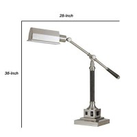 Benjara 60 Watt Metal Desk Lamp With Adjustable Arm And Head, Silver