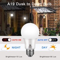 Energetic 4-Pack Dusk To Dawn Led Outdoor Light Bulb, 60 Watt Equivalent(6W), 800Lm, Daylight 5000K, E26 Base, Automatic On/Off Sensor Light Bulb For Porch, Hallway, Garage, Ul Listed