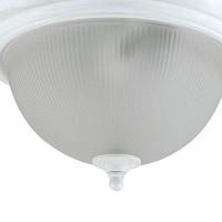 Benjara Metal Ceiling Lamp With Dome Shaped Shade And Finial Top, Clear And White