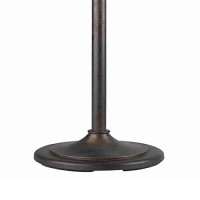 Benjara 3 Way Glass Shade Torchiere Lamp With Pine And Twig Accents, Bronze