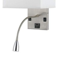 Benjara Metal Wall Lamp With Rectangular Shade And Gooseneck Reading Light, Silver