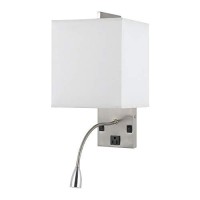 Benjara Metal Wall Lamp With Rectangular Shade And Gooseneck Reading Light, Silver