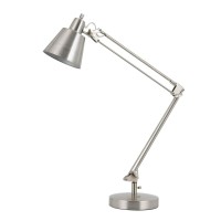 Benjara 60W Metal Task Lamp With Adjustable Arms And Swivel Head, Set Of 2, Silver