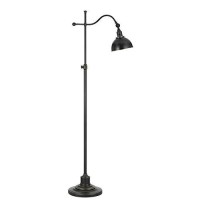 Benjara 60 Watt Metal Lamp With Adjustable Pole And Bowl Shade, Black