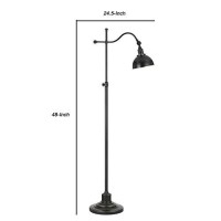 Benjara 60 Watt Metal Lamp With Adjustable Pole And Bowl Shade, Black