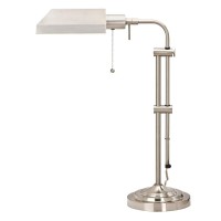 Benjara Metal Rectangular Desk Lamp With Adjustable Pole, Silver