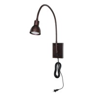 Benjara Metal Round Wall Reading Lamp With Plug In Switch, Bronze