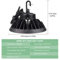 Cprosp Led High Bay Light 200W 1~10V Dimmable 5000K 26000Lm With Us Plug, Etl Approved, Ip65 Waterproof, For Commercial Warehouse/Workshop/Wet Location Area Light, 5-Years-Guarantee