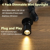 Yaeccc Dimmable Led Mini Spotlight Jewelry Showcase Display Lights Black Shell Surface Mount (Pack-4,Warm White 3000K)