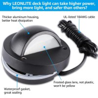 Leonlite 12-Pack 3Cct Led Low Voltage Deck Lights, 180Lm Landscape Step Railing Fence Light, 12-36V Ac/Dc, Die-Cast Aluminum Housing & Frosted Glass Lens, Ul Listed Cord, Black, 2700K/3000K/4000K