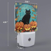 Aieefun Set Of 2 Led Night Lights Halloween Cat Leaves Auto Dusktodawn Sensor Night Lamp Plugin Home Decorative For Adult