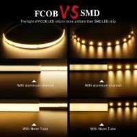 Btf-Lighting Fcob Cob Led Strip Flexible High Density Uniform Light 9W/M 16.4Ft Dc12V Warm White 3000K Cri 90+ 8Mm Width Dimmable Led Ribbon For Indoor Decoration(No Adapter Or Controller)