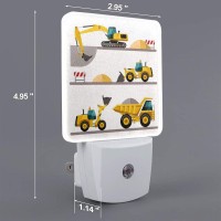 Aieefun Set Of 2 Led Night Lights Boys Favorite Toy Cartoon Machinery Excavator Truck Auto Dusktodawn Sensor Night Lamp Plug