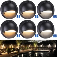 Leonlite Led Low Voltage Deck Lights, 180Lm Landscape Step Railing Fence Light, 12-36V Ac/Dc, Die-Cast Aluminum Housing & Frosted Glass Lens, Ul Listed Cord, Black, 2700K/3000K/4000K, 6 Pack