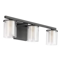 Joosenhouse 3-Light Black Vanity Light With Glass Shades 17.9